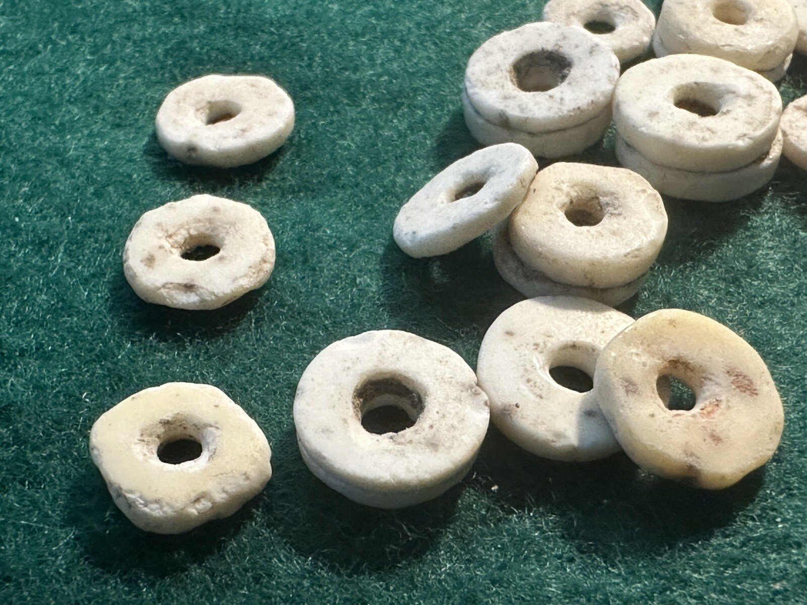 (10) Original Cherokee Indian Shell Trade Beads Ancient Artifacts Pre 1600's