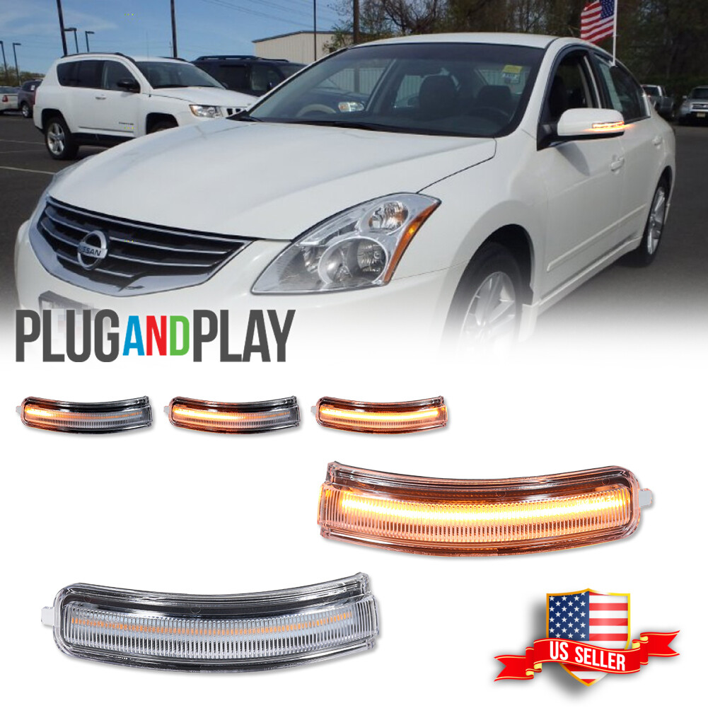 Clear Sequential Amber LED Side Mirror Signal Lights For 2009-2014 Nissan Maxima