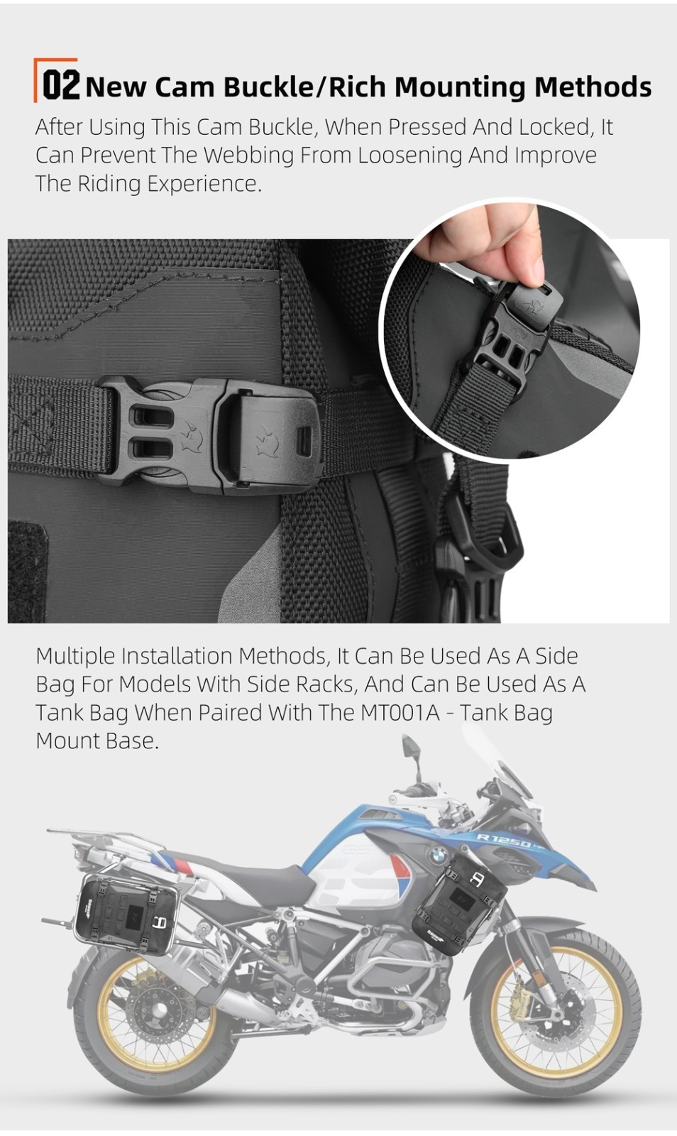 Rhinowalk Motorcycle Crash Bar Bag Waterproof 6L PESupport Board Luggage Storage