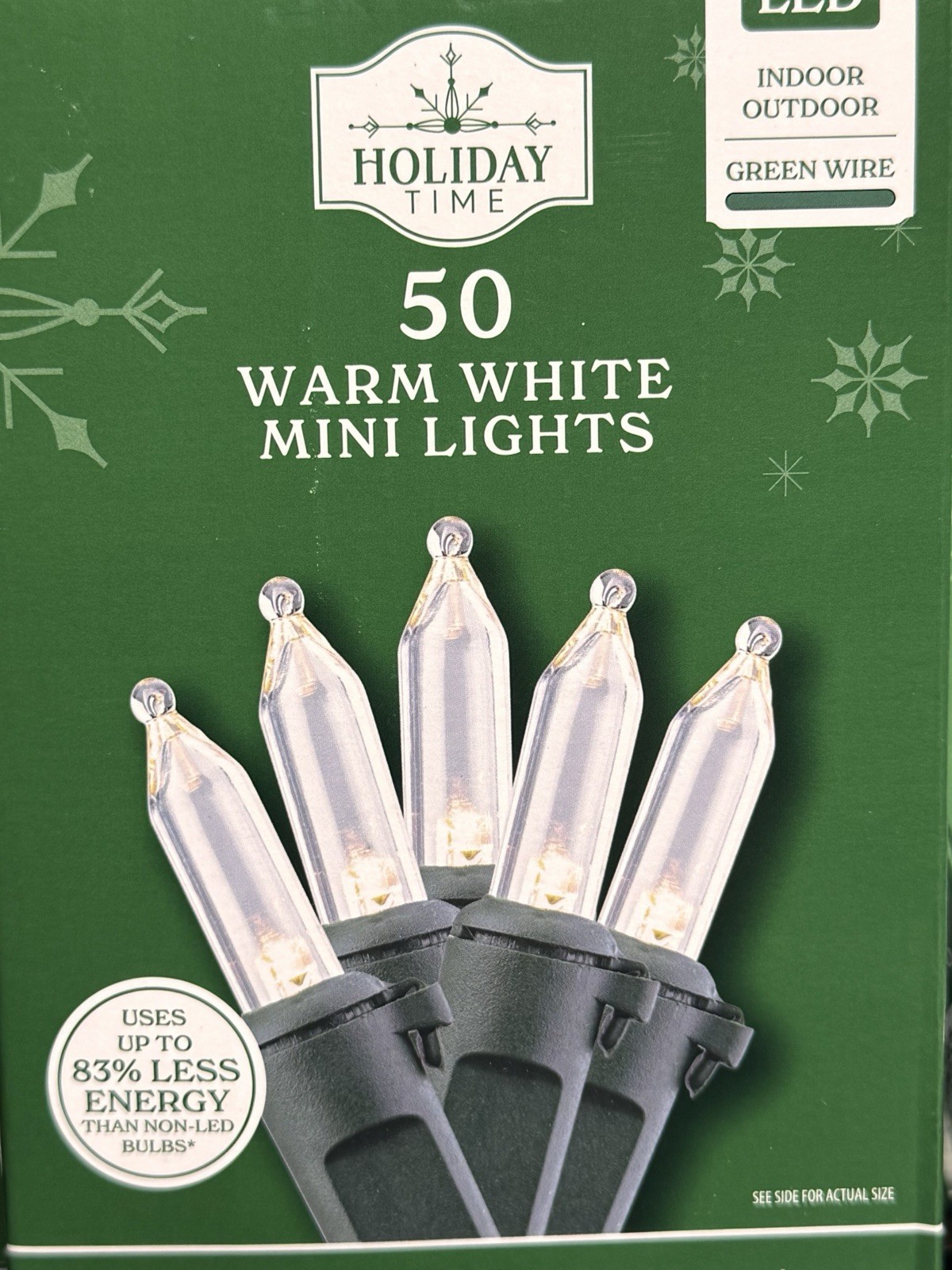 (2) NEW Holiday Time 50ct WARM WHITE Led Lights GREEN Wire 100 Total