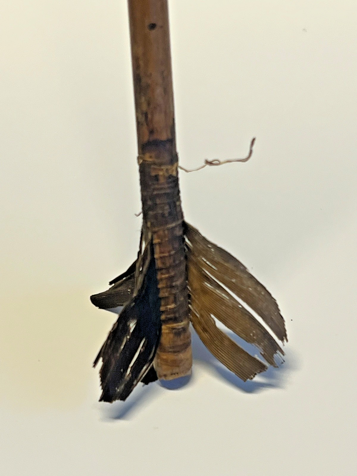 Original Native American Indian Arrow; Wood Tip; Feathers; Sinew; #B2