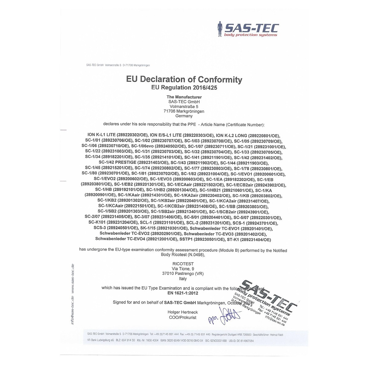 SAS-TEC SC-1/KCB2air CE Level 2 Knee Protector Inserts | Goodrevs™ Moto Armor