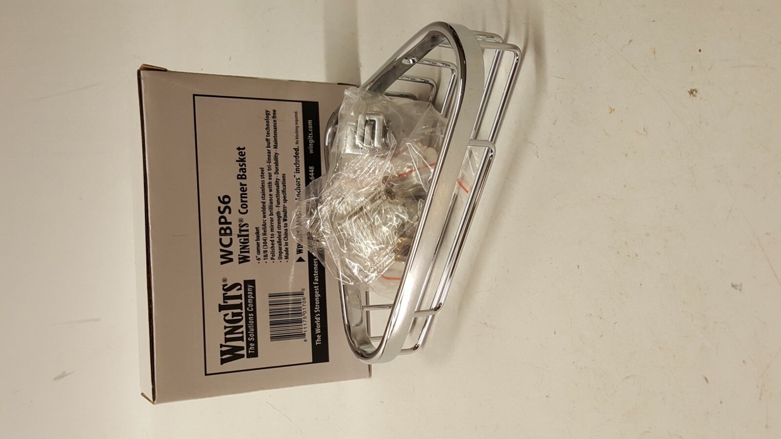 WINGITS Stainless Steel Corner Basket, 7 In W, SS, Polished, WCBPS6