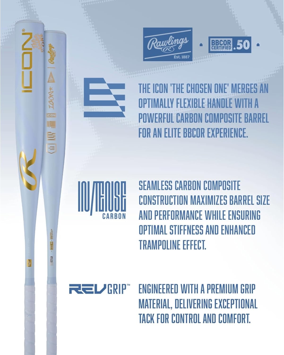 New Rawlings | 2026 | ICON The Chosen One Baseball Bat | BBCOR | 2 5/8" Barrel