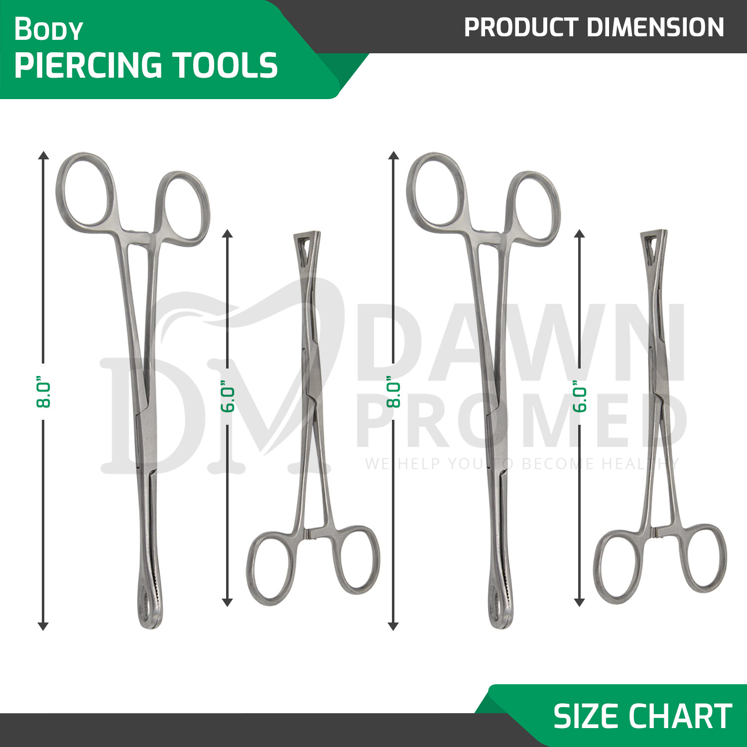 7 Body Piercing Instruments Kit Tools Penington Sponge Forceps, Skin Jewelry set