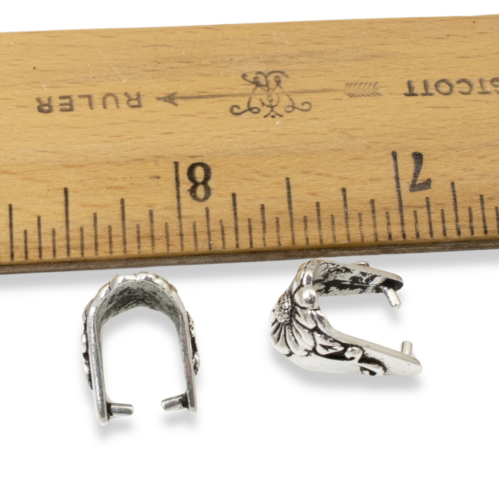 2 Silver Blossom Pinch Bails - TierraCast Vintage Style Pendant Holder