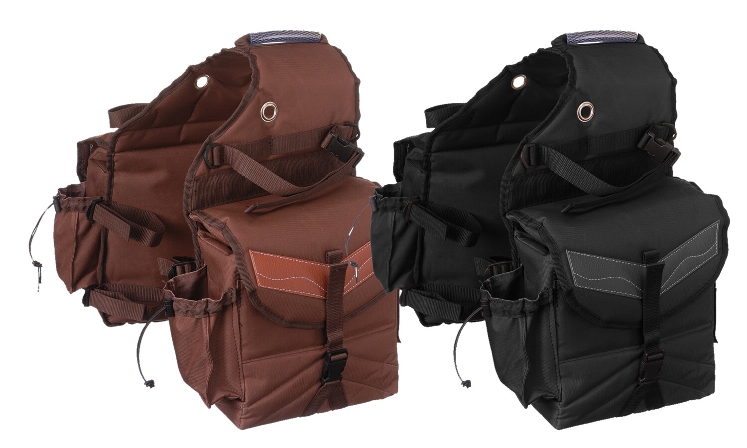 Western Saddle Bag - Multi-Pocket Nylon Saddle Bag - Black or Brown