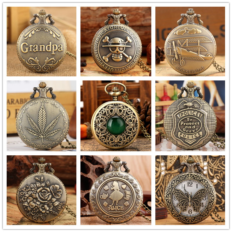 Antique Pocket Watch Chain Retro Style Analog Quartz Movement Watches for Men