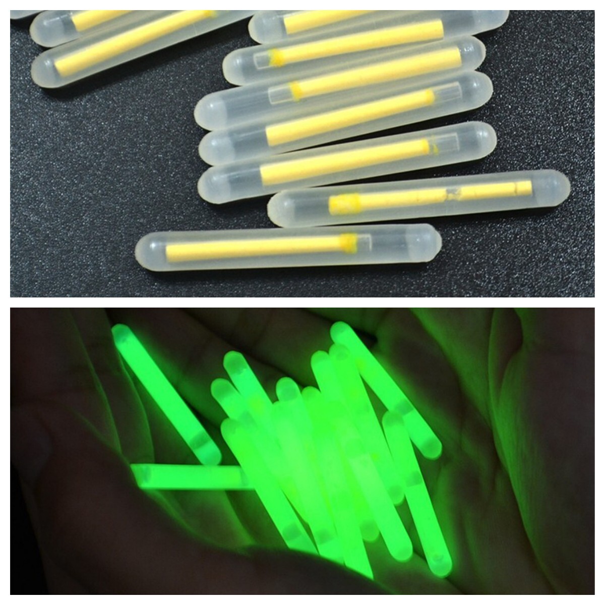 100Pcs 1.5" Mini Glow Sticks For Fishing Float Fluorescent Rod Night Green Light