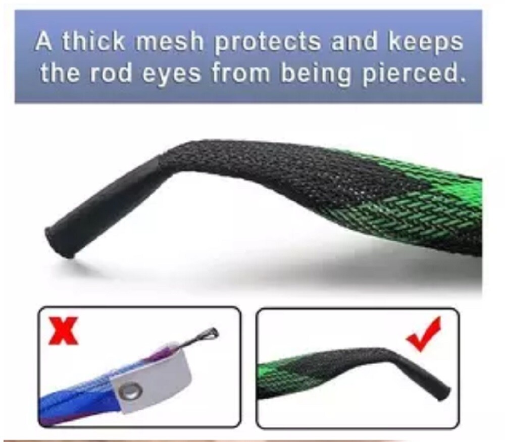 1Pack 170CM Fishing Rod Sock Covers Braided Mesh Spinning Rod Protector Sleeves