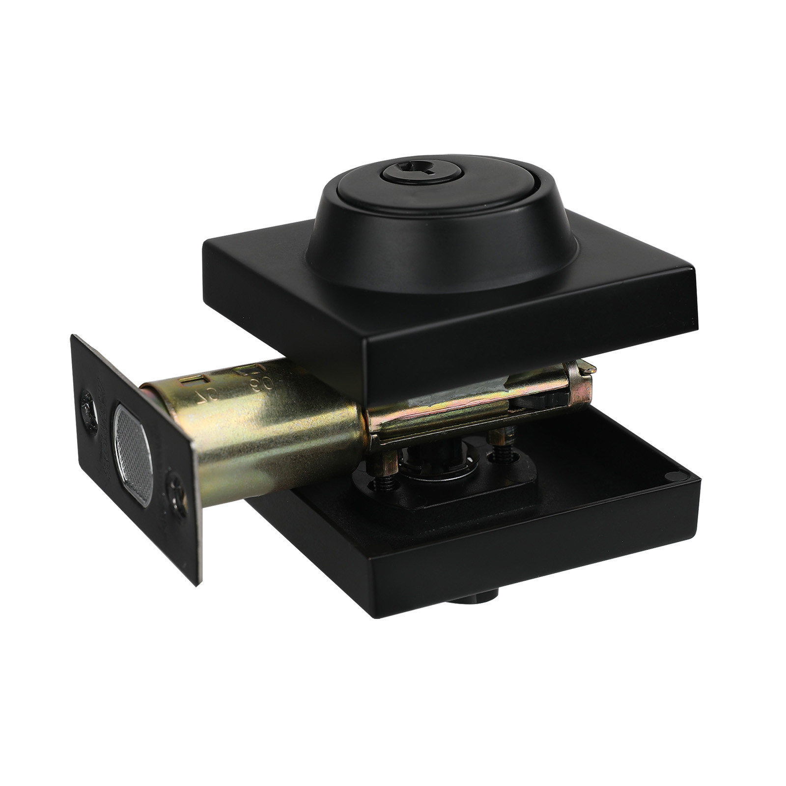 Deadbolt Lock Square Single Cylinder Dead Bolt Keyed Matte Black 3 Keys