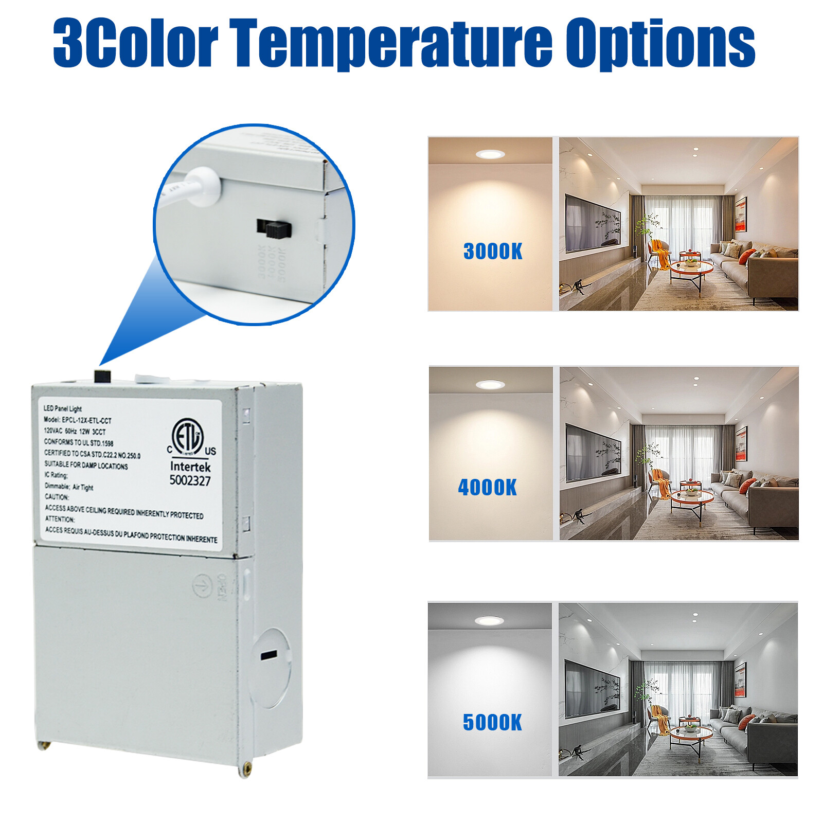 6 Pack / 12 Pack 6 Inch LED Recessed Light with 3CCT - Canless Ultra Thin Wafer