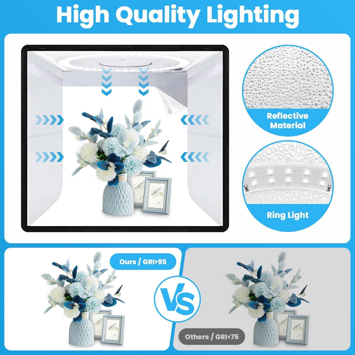 Light Box,Light Box Photography,16"x16"Photo Box,Photo Light Box 120 LEDs Lights