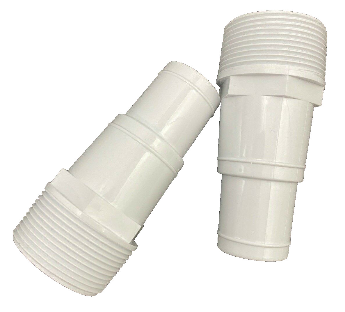 2 Pool Filter Pump HOSE ADAPTER 1 1/4"-1 1/2" Thread 1.5" Fitting PVC White