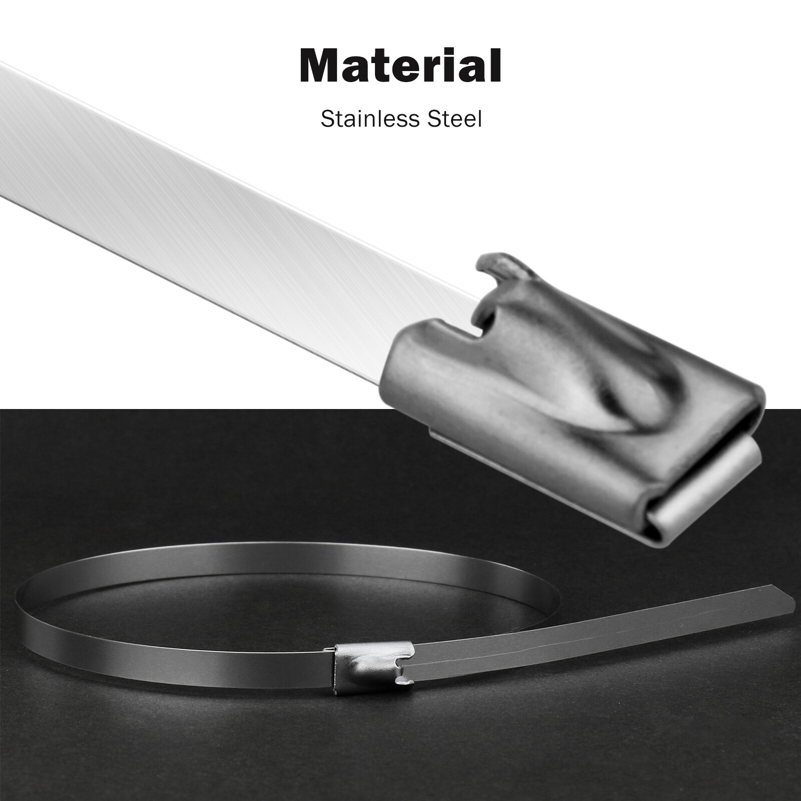 100Pcs Metal Zip Ties Stainless Steel Heavy Duty Self-Locking Cable Ties 150mm