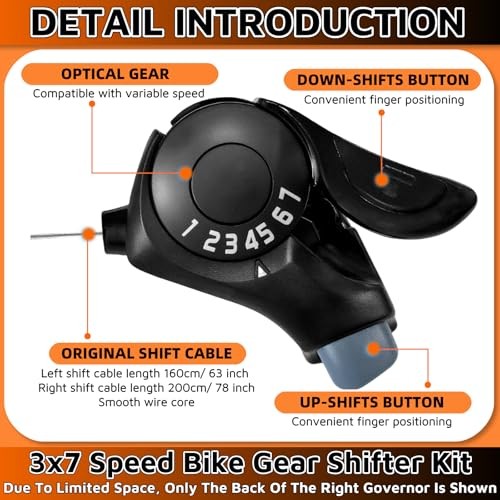 Bike 7 Speed Shifter，3X7 Thumb Gear Shifters，One Pair TX-30 Lever and