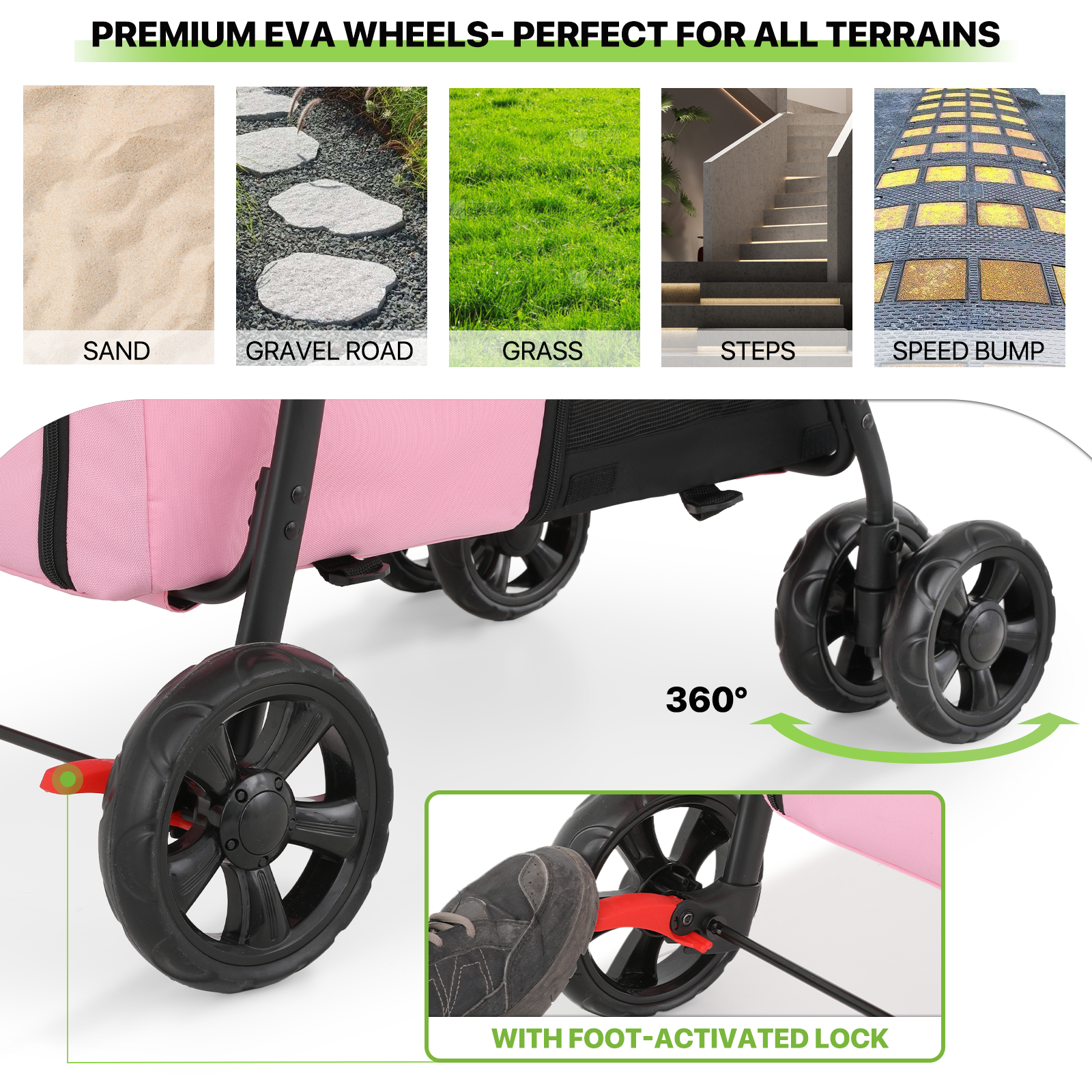 Double 4 Wheels Layer Dog Stroller Folding Carrier Cage Travel Detachable Basket