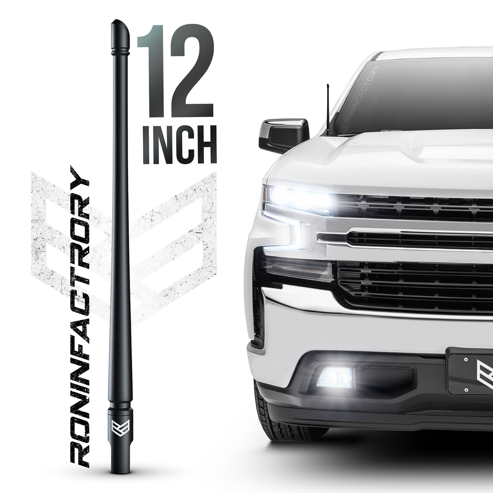 SHORT ANTENNA for CHEVY SILVERADO GMC SIERRA TRUCKS 12 INCH FLEXIBLE ANTI THEFT
