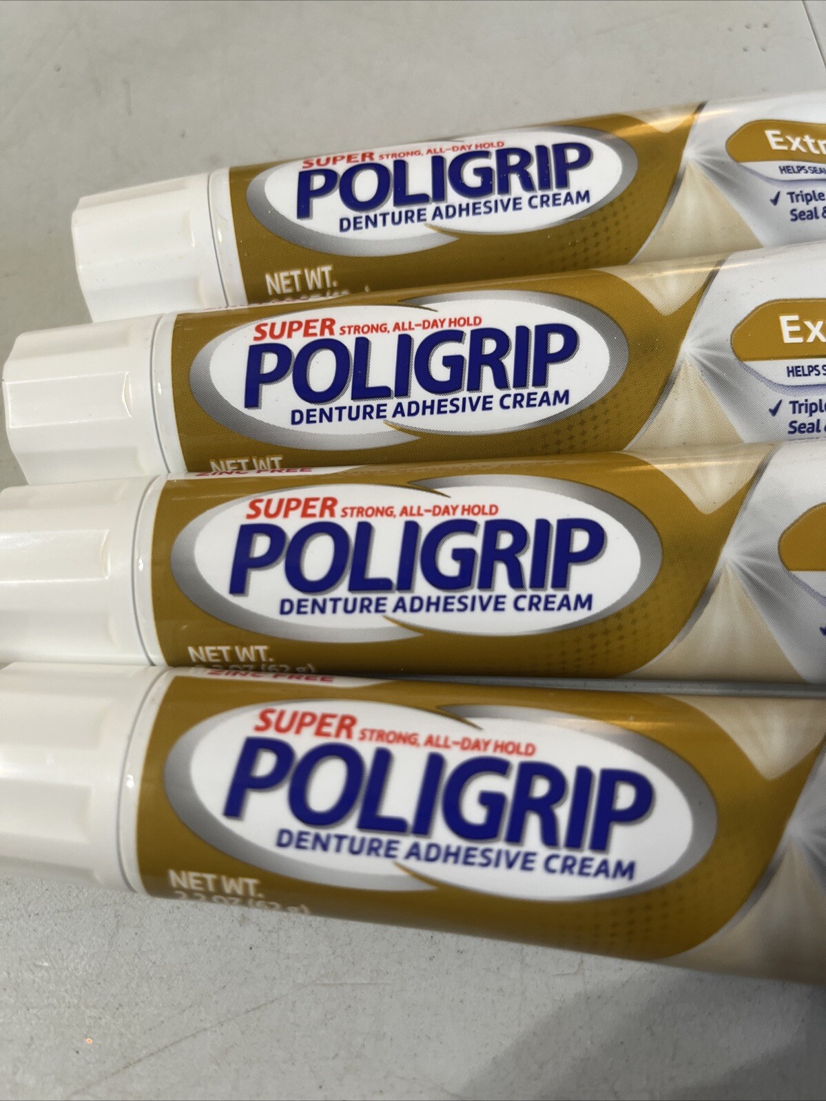 Super Poligrip (4 PK) Denture Adhesive Cream Extra Care 2.2oz EXP 2/27 No Box’s