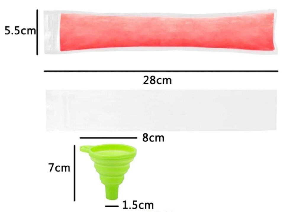 100 Pcs BPA-Free Popsicle Mold Bags-Freezer Tube Bags Ice Pop Pouch w a Funnel