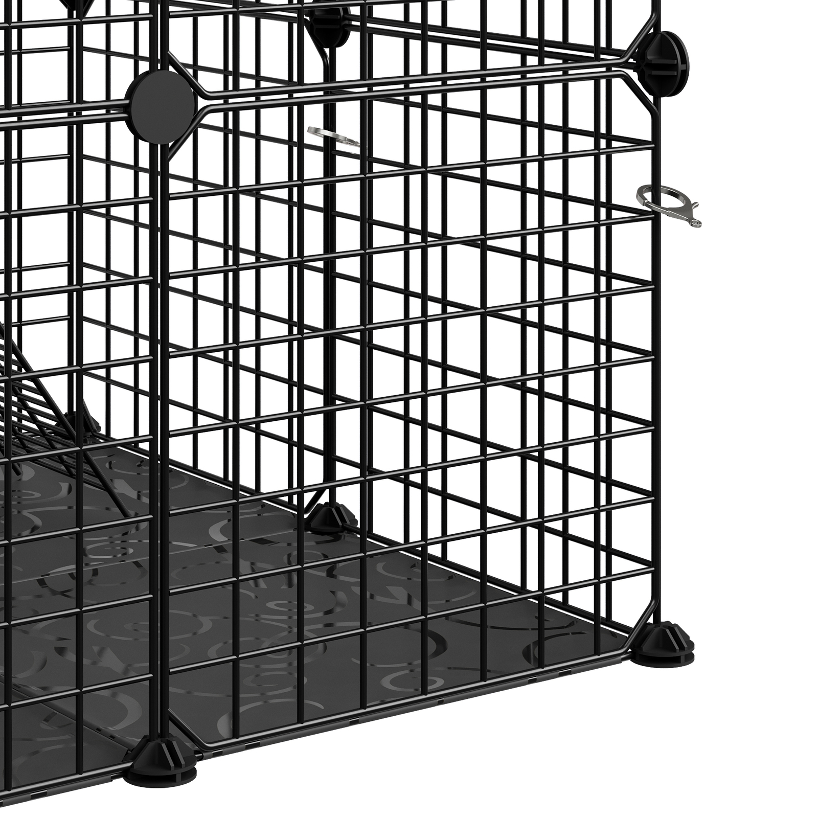 4-Tier Cat Cage Indoor Cat Enclosures DIY Detachable Metal Cat Kennel w/Hammock