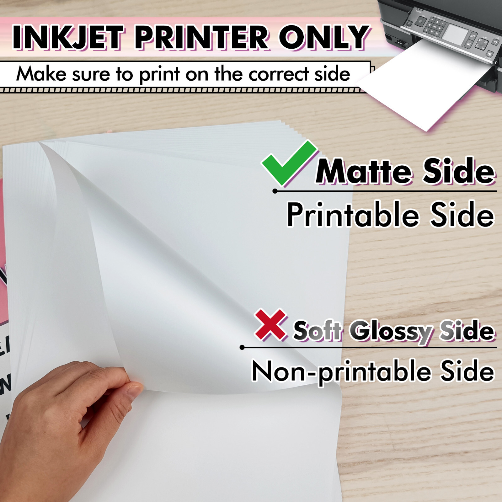 Koala Waterproof Printer Paper 8.5x11 Matte White Inkjet Printable Vinyl Sheets