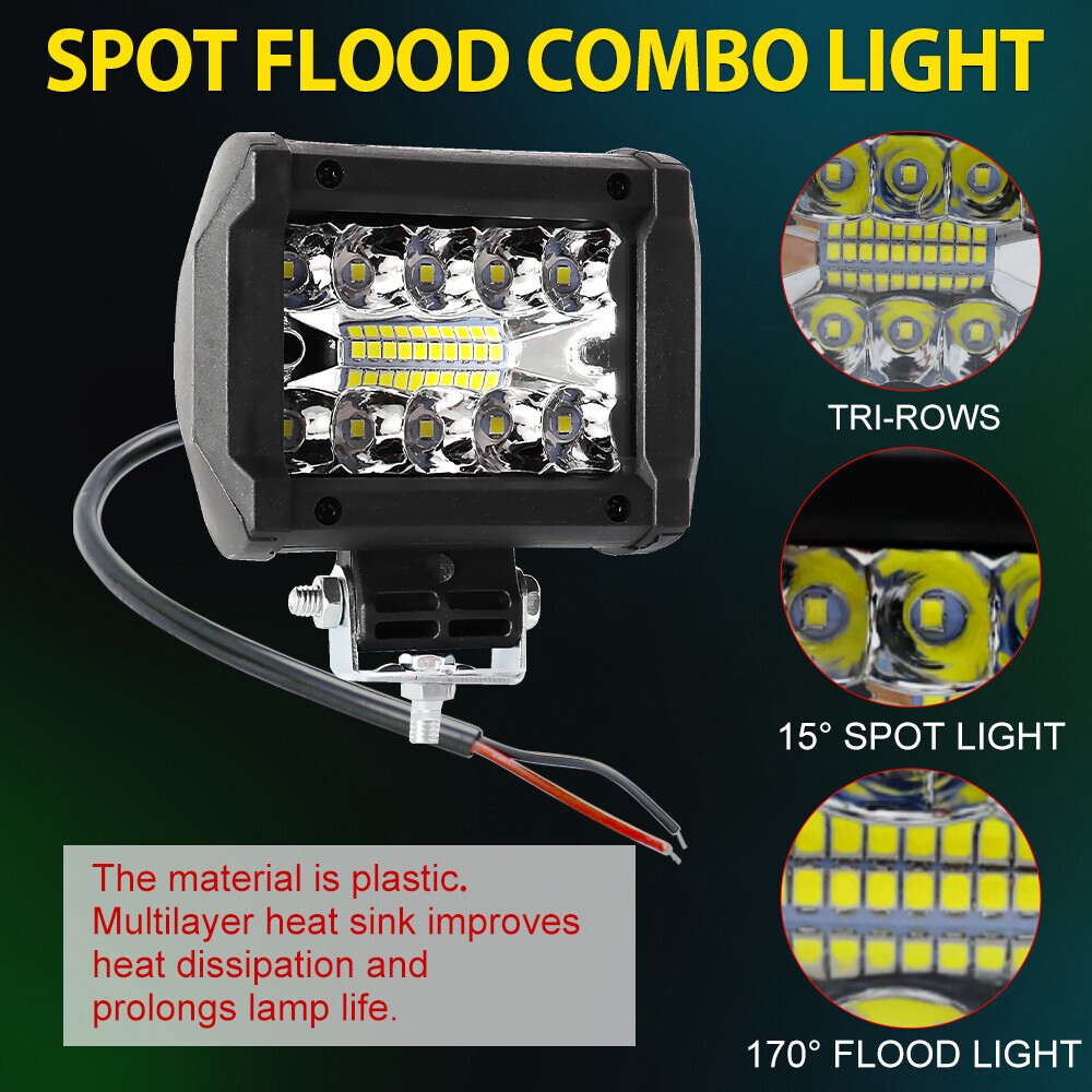 Pair 4" LED Work Light Bar Spot Flood Pods Fog Lamp Offroad Driving Truck ATV