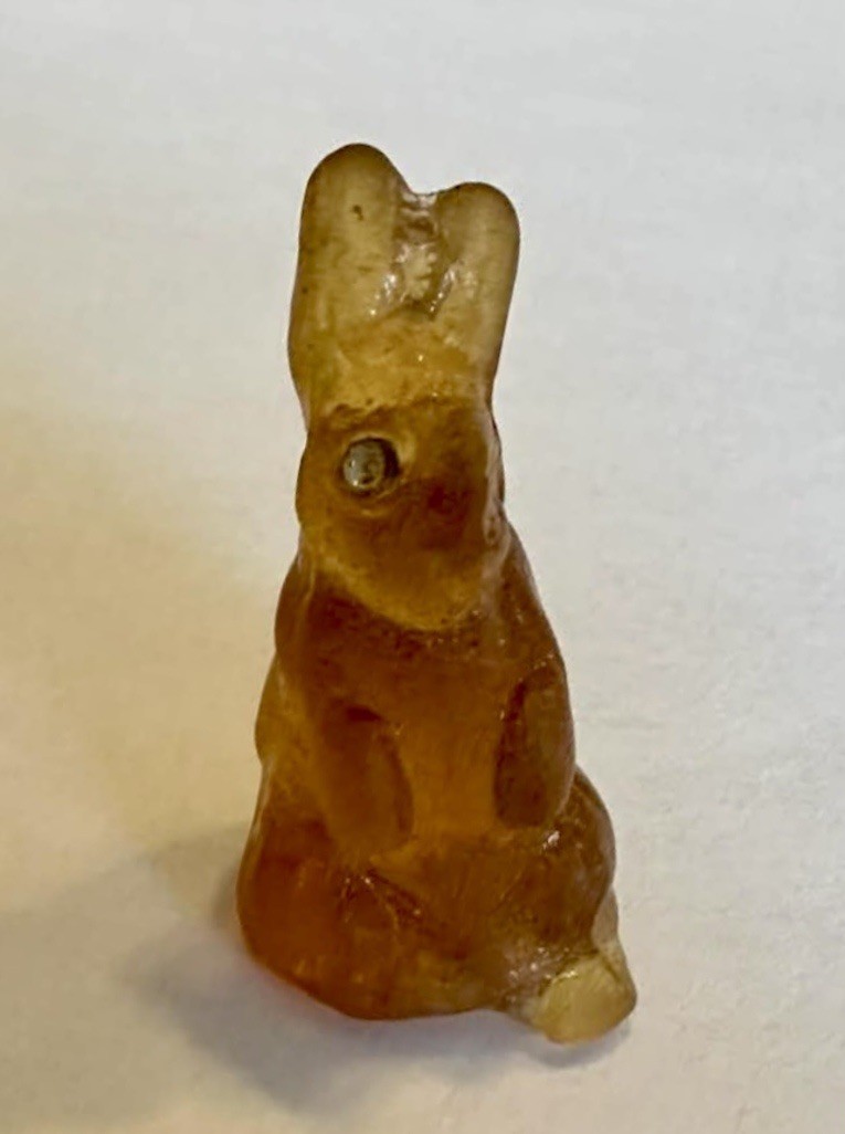 Vintage Czech Glass Bunny Rabbit Apple Juice Cracker Jack AS IS