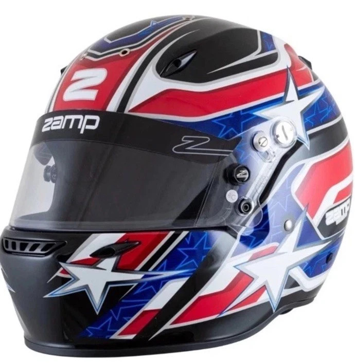 ZAMP ZR-72 HELMET— RED/BLUE/BLACK GRAPHIC- NEW