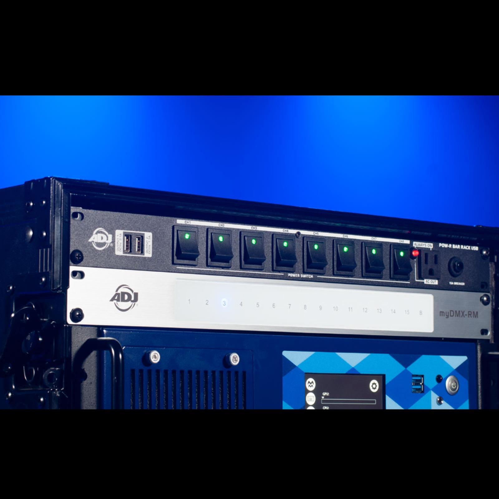 ADJ POW-R BAR RACK 10 Edison & 2 USB 19" Rack Mount AC Power Center