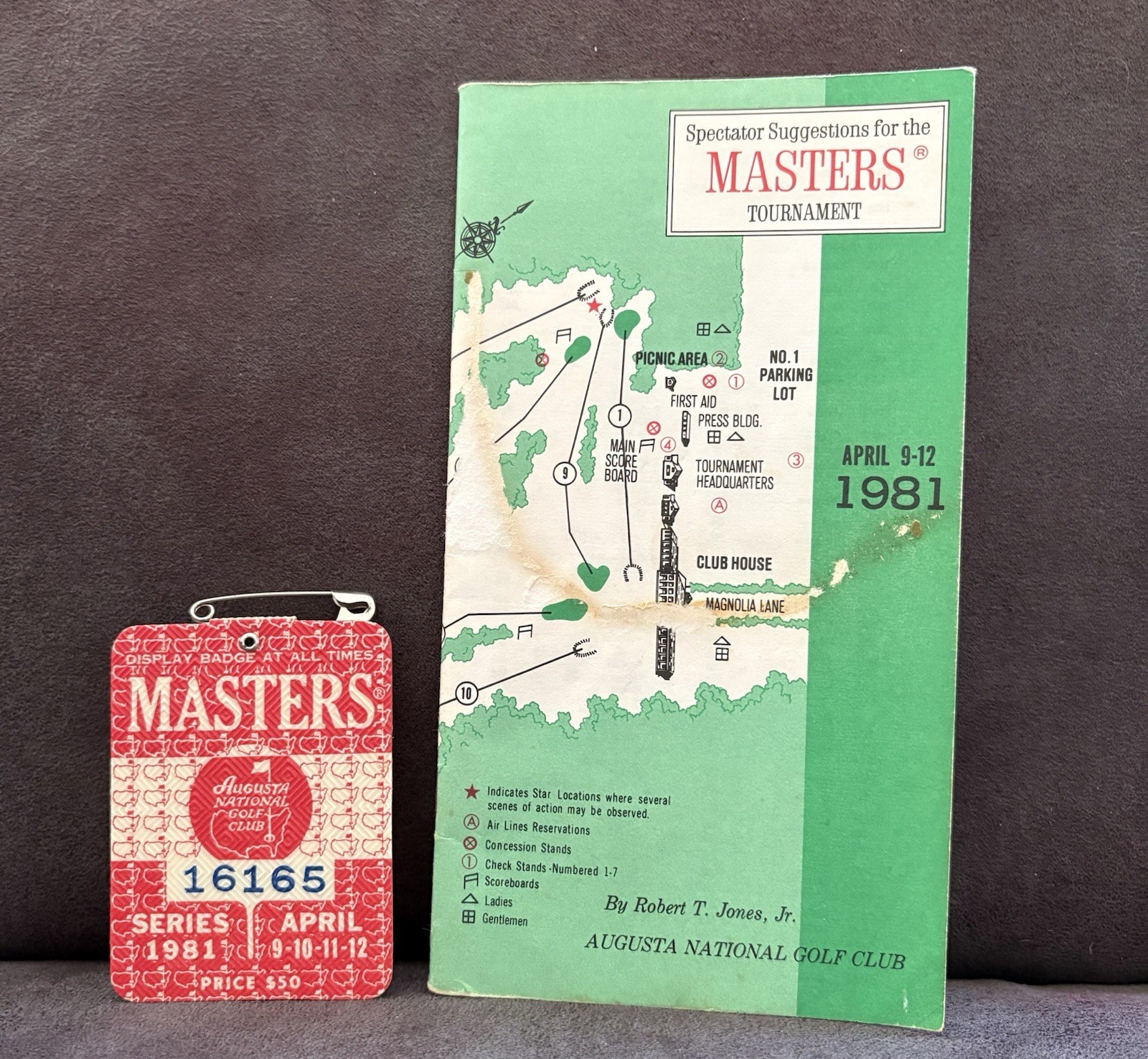 1981 Masters Badge & Spectator Guide Tom Watson Wins His 2nd Green Jacket!