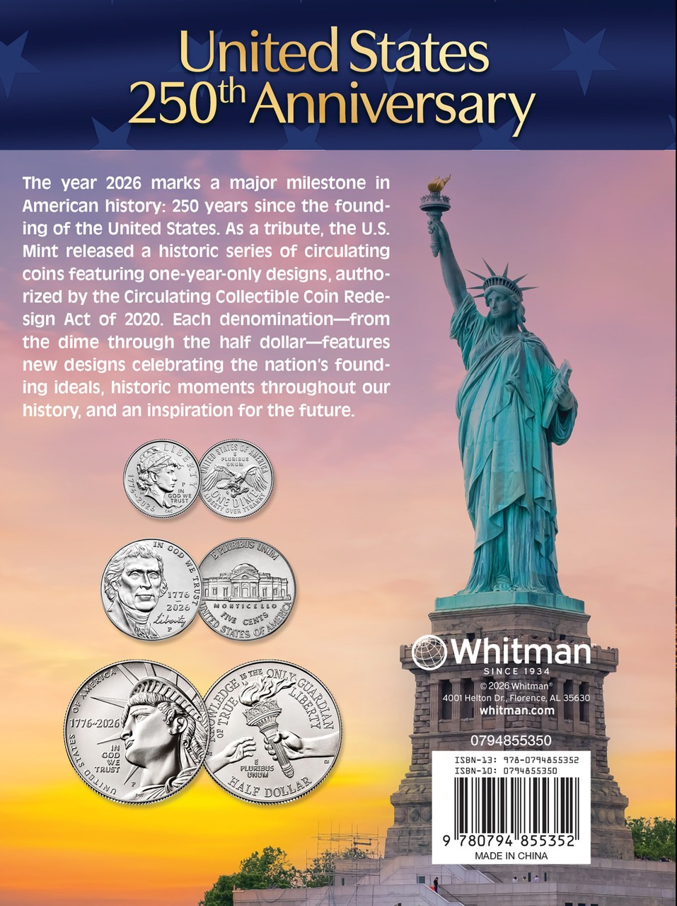 Official Whitman® Coin Folder-United States 250th Anniversary: 2026 Single Mint