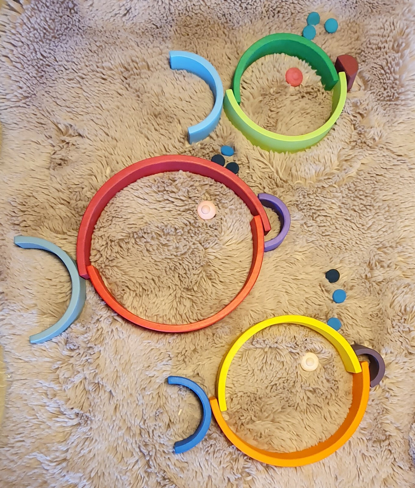 Wooden Waldorf Rainbow Stacker Toy Grimms Style +1 Age 12 pcs.