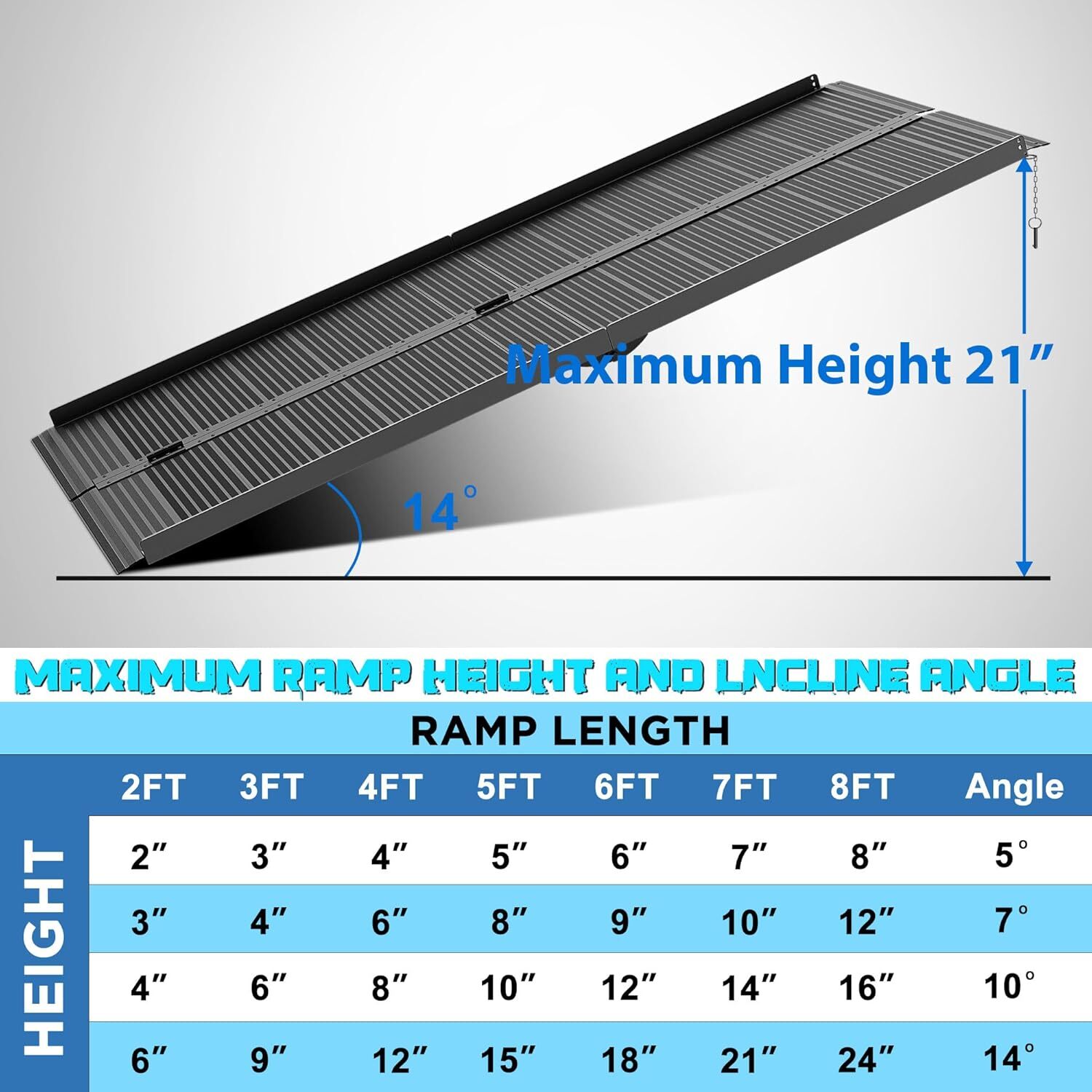 Wheelchair Ramp 7 Foot Aluminum Folding Mobility Scooter Portable Non-Slip