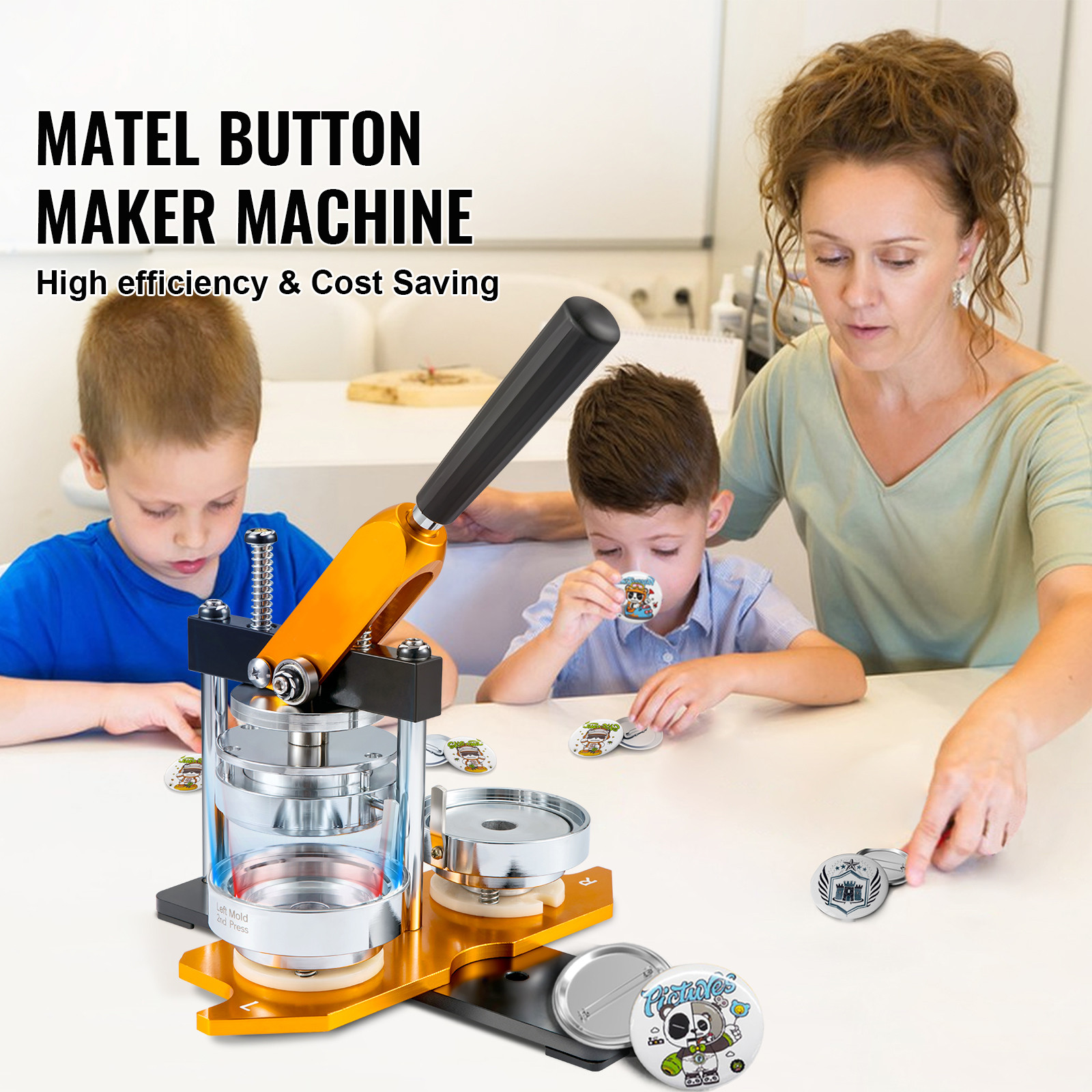Button Maker Machine Badge Pin Machine 3" 75 MM 100 Free Parts Press Kit