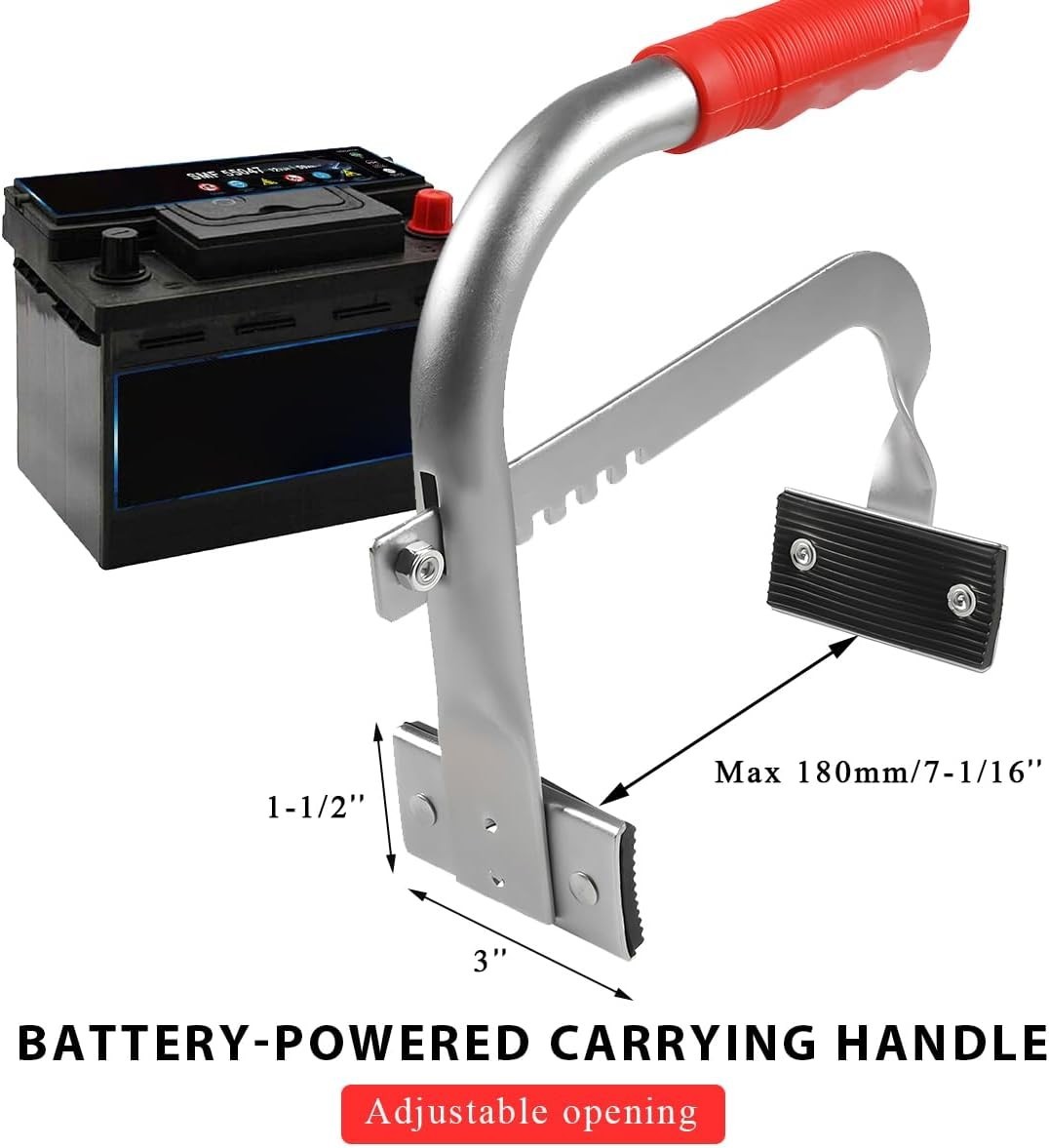 Battery Carrier, Adjustable to 7" Car Battery Rack Carrying Tool with Non-Slip