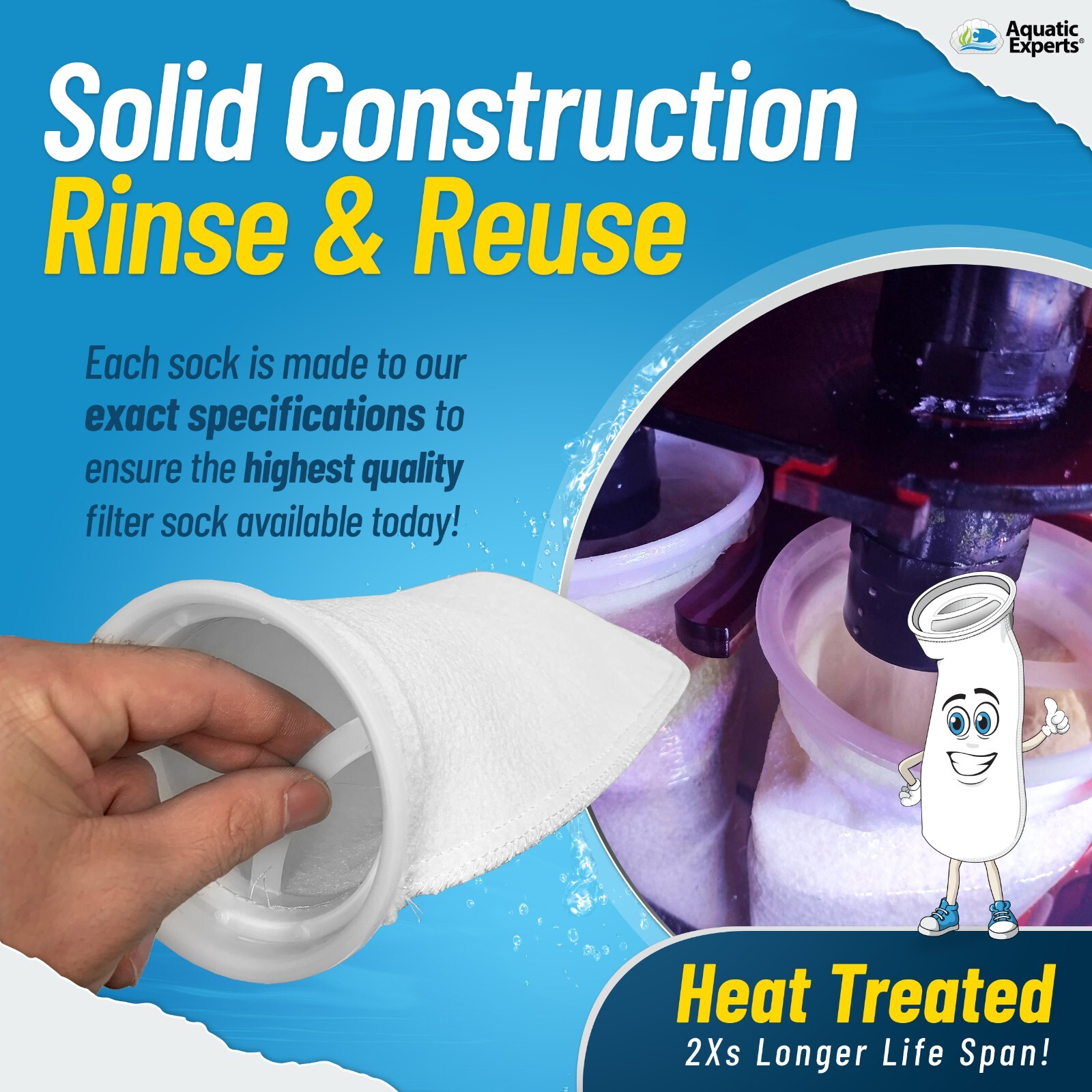 Aquatic Experts Felt Filter Socks 4 inch Ring 200 Micron - Long