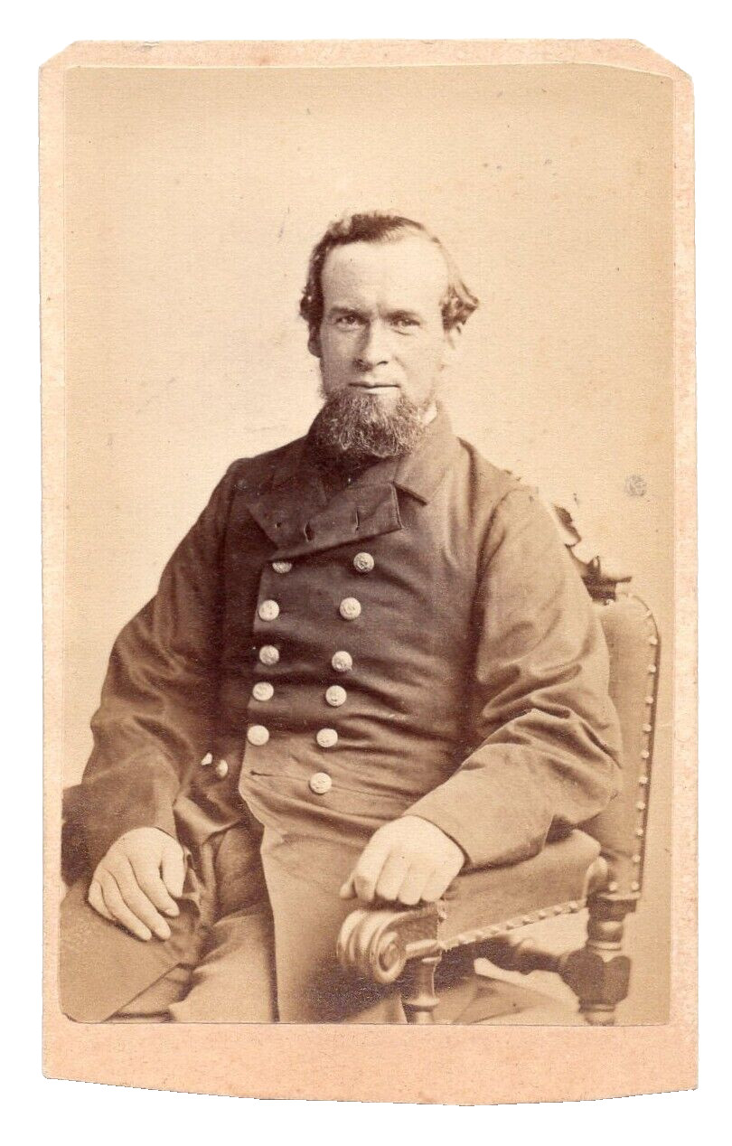 BOSTON Civil War Union Military Man Goatee Rev Stamp over ID CDV by WHIPPLE