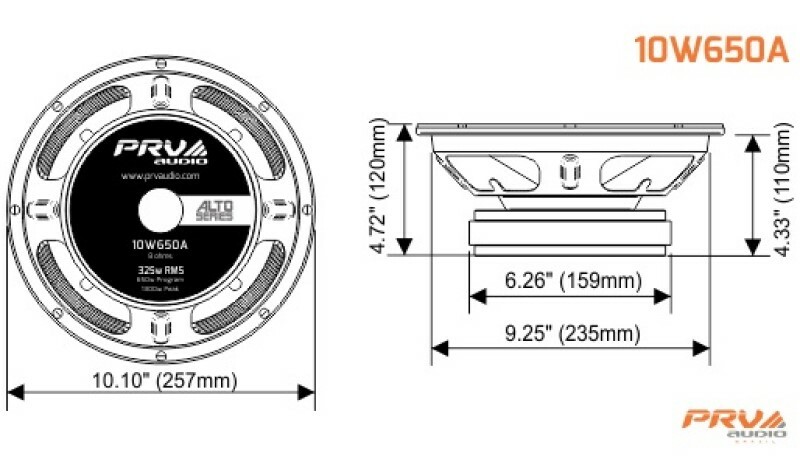 4x PRV Audio 10W650A Midbass ALTO PRO Audio 10" Speakers 8 Ohm 650 Watts Woofer