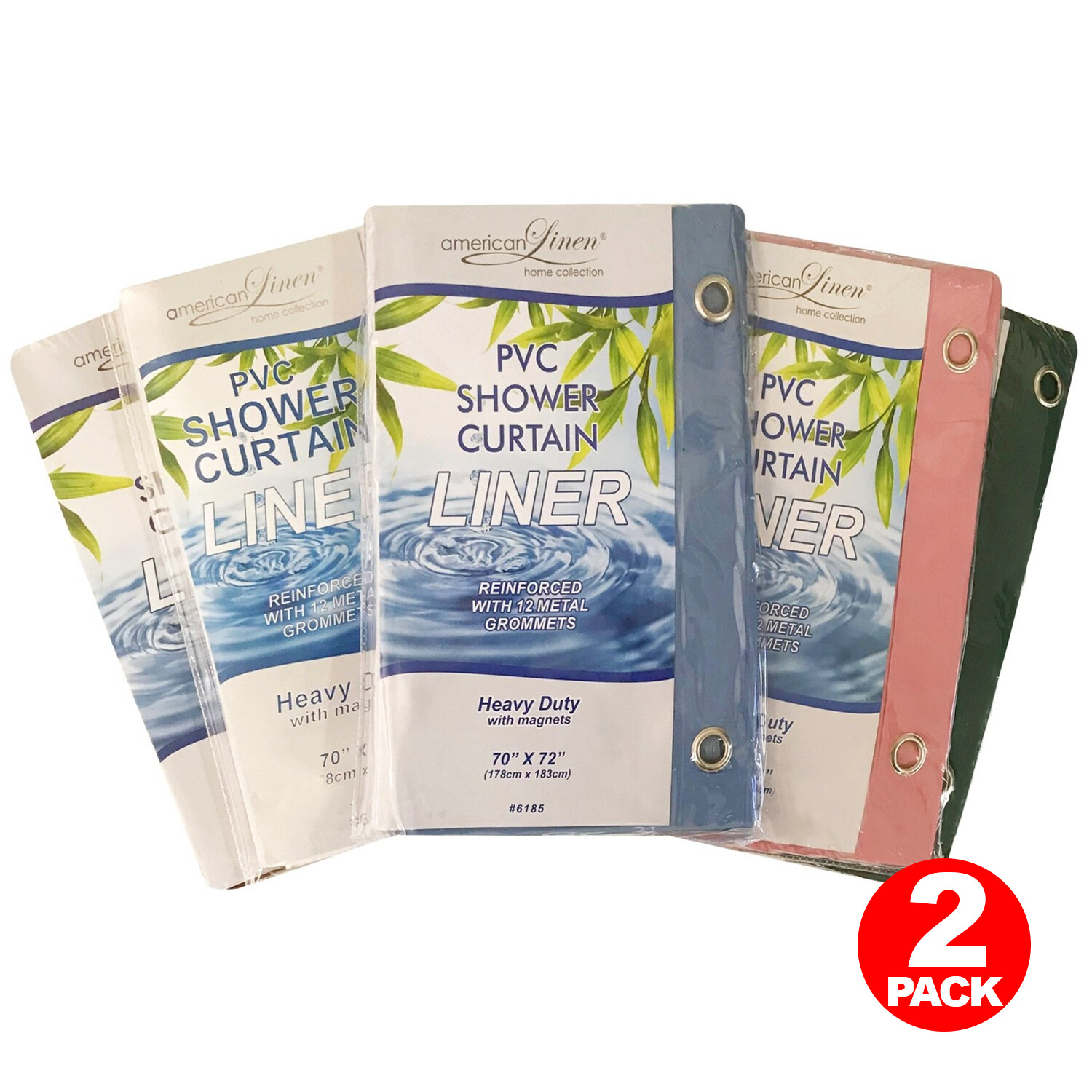 2 PACK SOLID WATER REPELLENT BATHROOM SHOWER CURTAIN VINYL LINER MANY COLORS