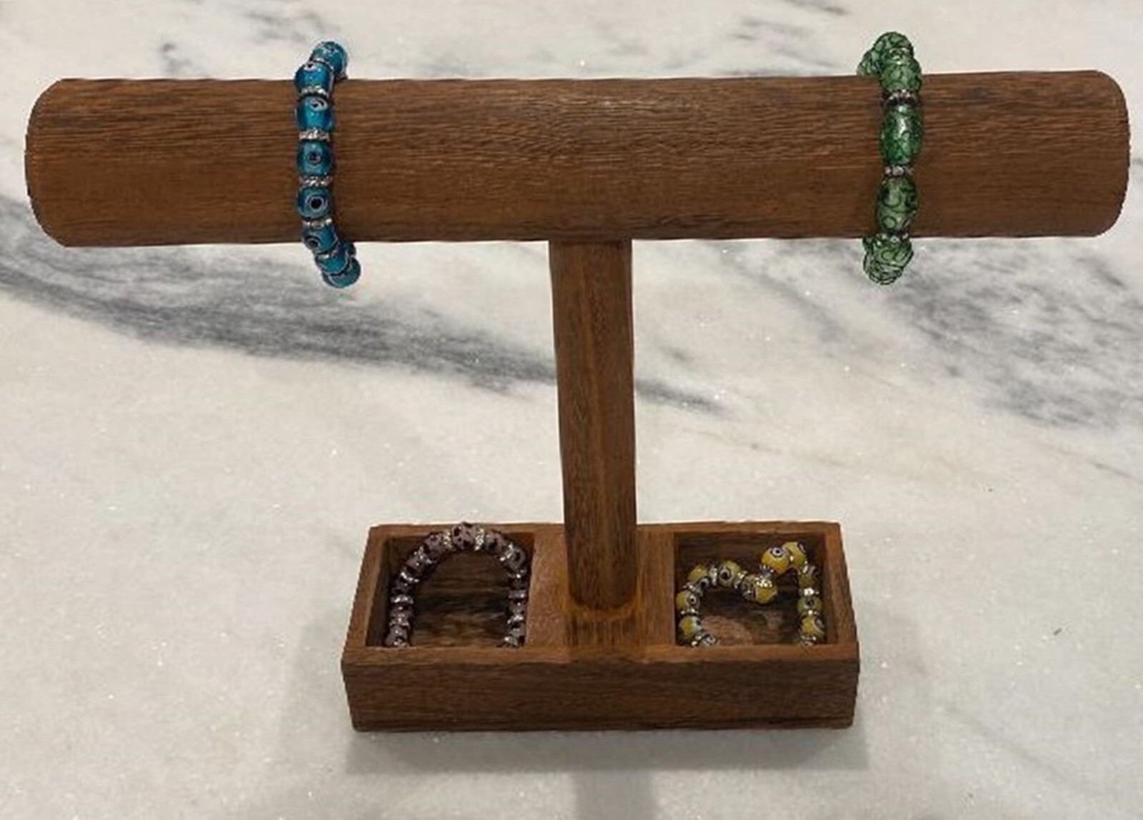 Rustic Brown Stained T Bar Bracelet Watch Display Jewelry Organizer