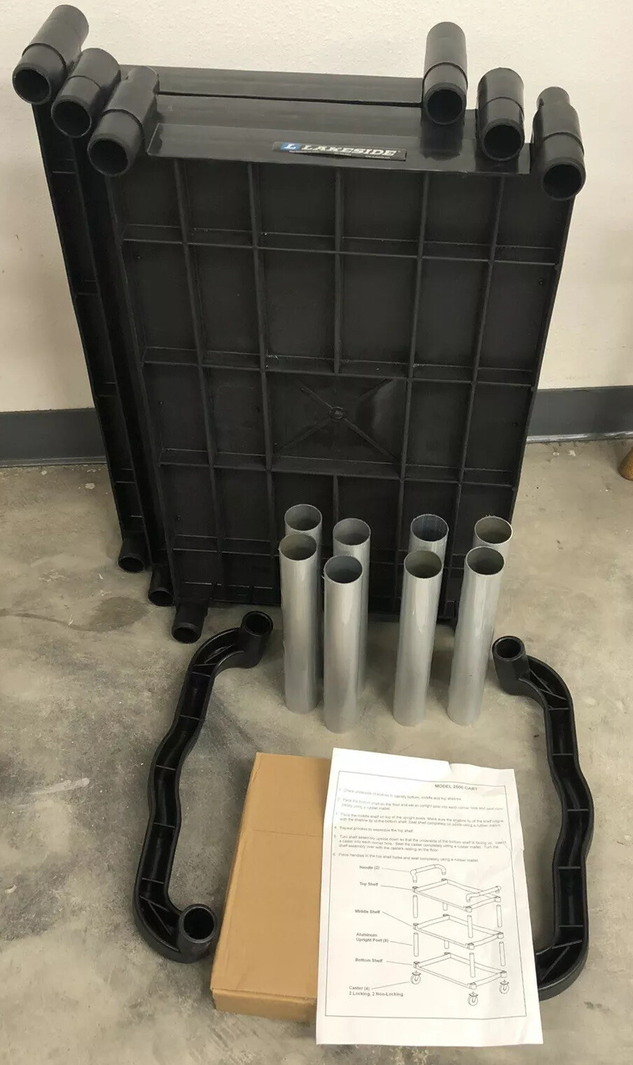 Lakeside Model 2500 Three-Shelf Utility Cart New Broken Piece See Photos