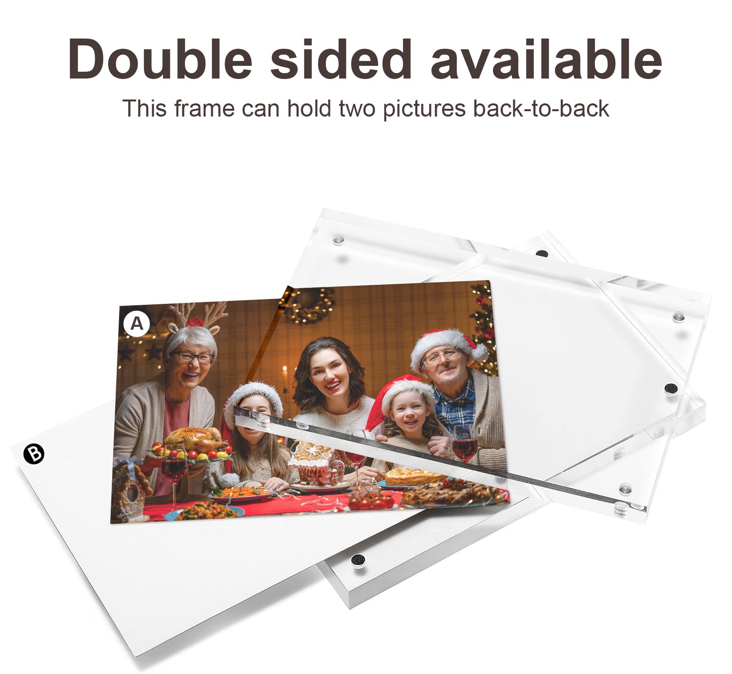 2PCS 5x7" Acrylic Picture Frame Magnet Double Sided 10+10MM Plexiglass Clear.