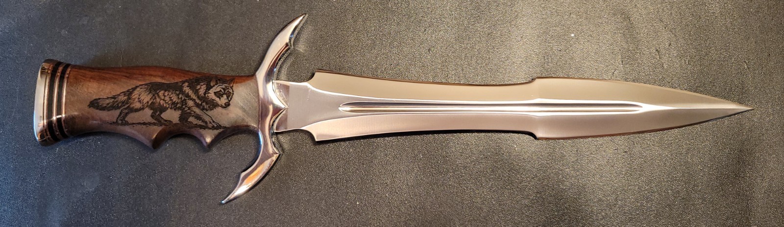 Impact Cutlery Custom D2 Steel Dagger Knife Engraved Rosewood Handle- 2402