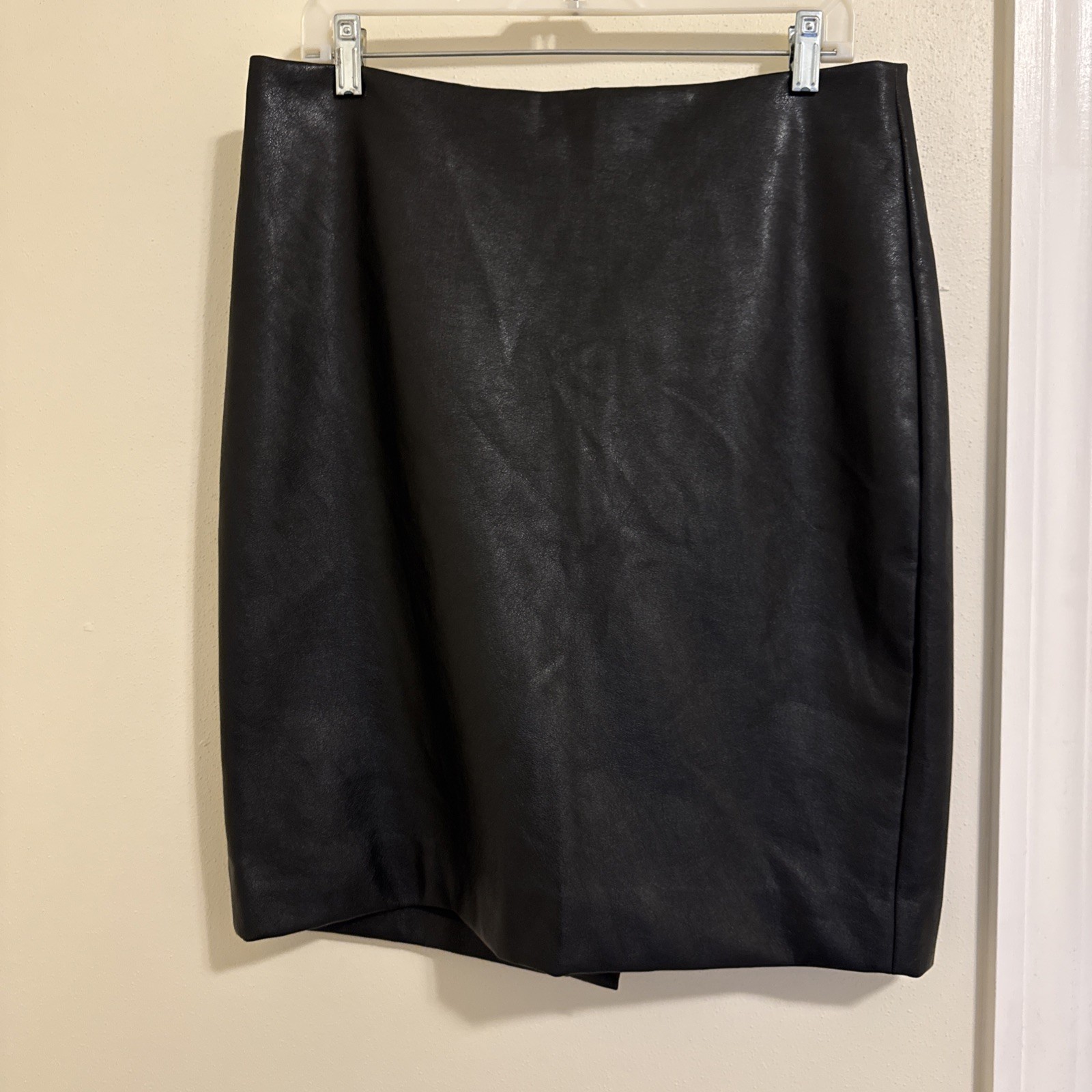 NWT J Crew  sz 14 Fitted Faux-Leather Pencil Skirt Black BU866