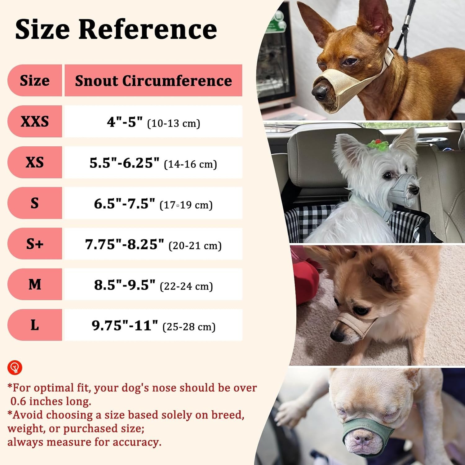 Short Snout Dog Muzzle Small Muzzle for Chihuahua Shih Tzu American Bully Boxer