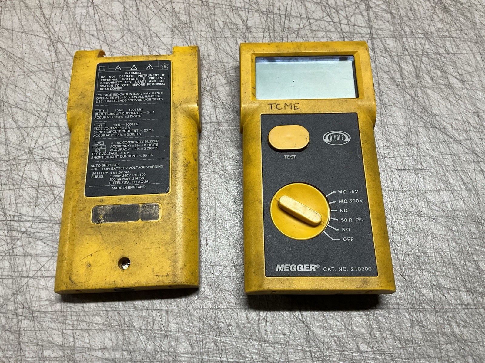 Biddle Megger (No. 210200) Meter (For Parts/Repair)