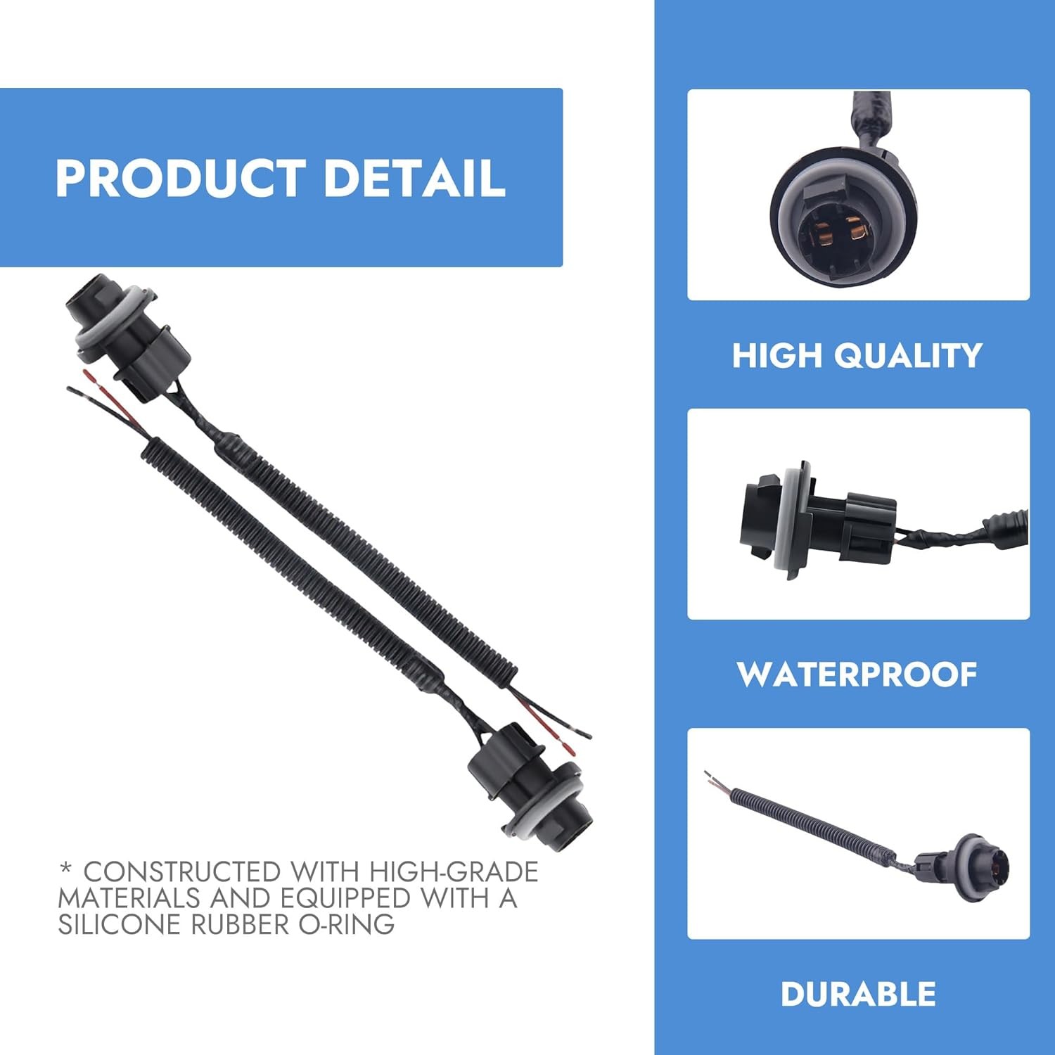 2 Pcs License Plate Light Socket Black Rear Lamp Wire Harness Assembly Compatibl