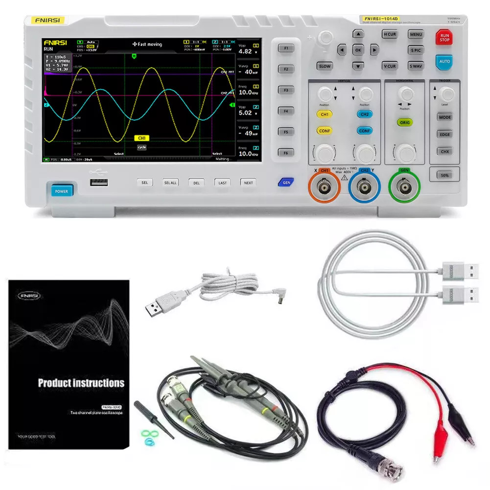 FNIRSI 1014D 7" LCD 2 Channel Signal Generator Digital Storage Oscilloscope H0V2
