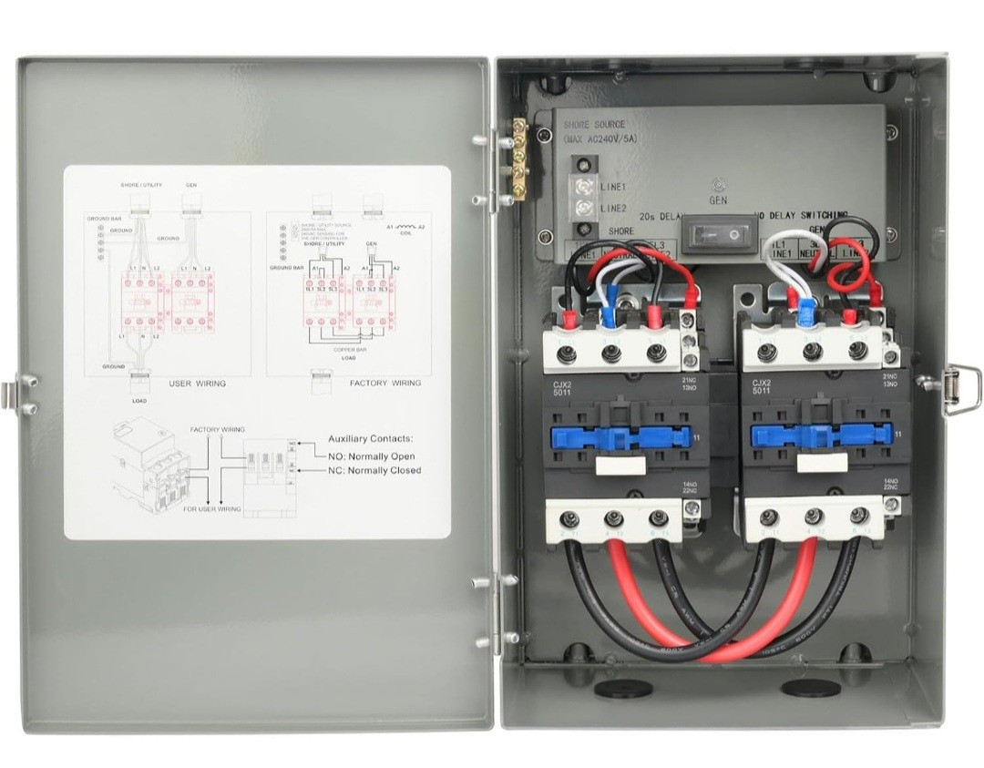 50 Amp RV Automatic Transfer Switch, 120/240 VAC Safety Power Monitoring Switch